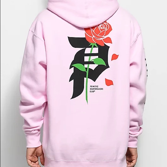 Primitive SKATEBOARDING | Sweaters | Primitive Skateboarding Pink Hoodie  With Red Rose | Poshmark